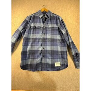 Grayers Clothiers Mens Blue Plaid Flannel Shirt Long Sleeve Cotton Large